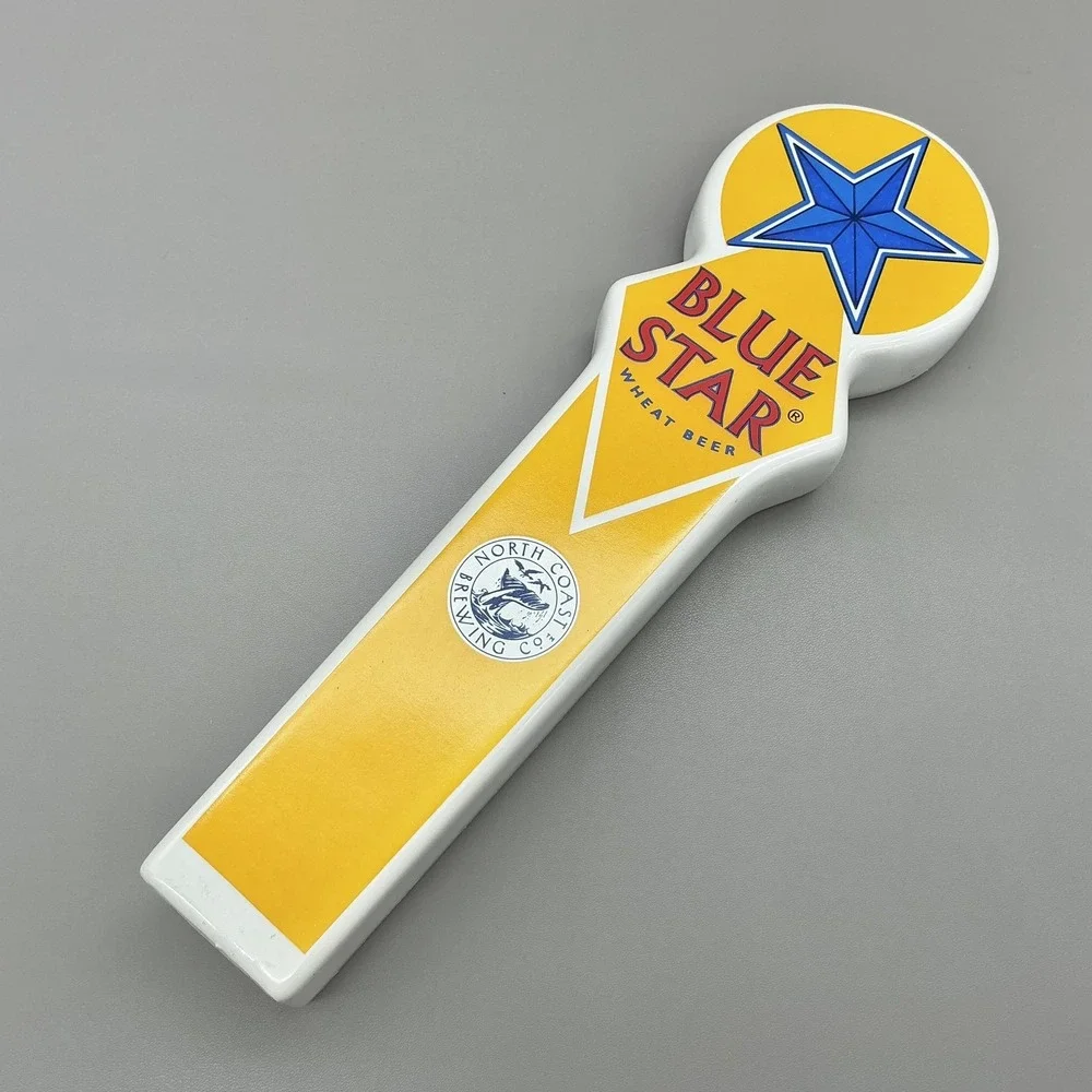 North Coast Brewing Blue Star Wheat Beer Tap Handle Yellow Bar Pub Decor